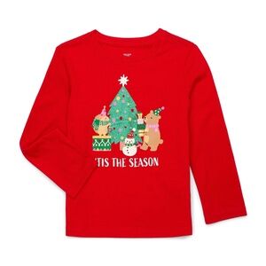 Holiday Time Christmas Toddler Graphic T-Shirt Long Sleeve 'Tis The Season 12 M